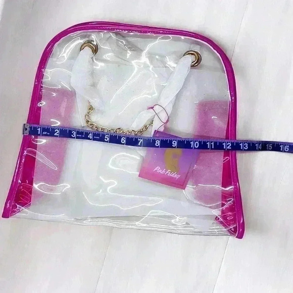 NICKI MINAJ Tote Bag Clear Vinyl Gold Chain Shoulder Strap Pink Friday RARE NWT - Picture 3 of 8